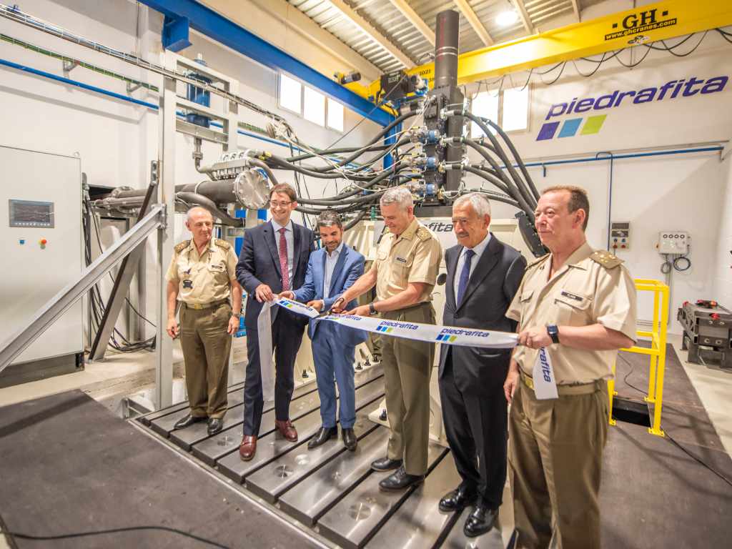 Military partners of Piedrafita attend the inauguration of its test bench designed for suspension testing