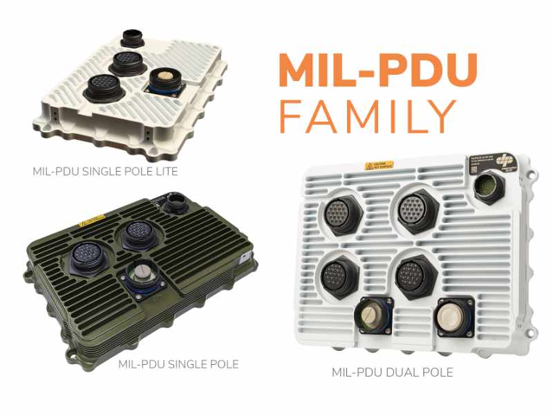 pdu Three PDUs (Power Distribution Units) within the range of military power solutions designed by Piedrafita