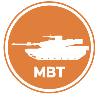 Icon of a MBT (Main Battle Tank) equipped with military power solutions