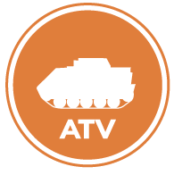 Icon of a ATV equipped with military power solutions